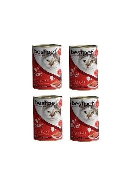 4 Adet Sığır Etli Yetişkin Kedi Konservesi 400 gr