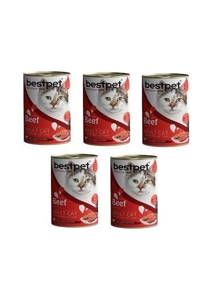 5 Adet Sığır Etli Yetişkin Kedi Konservesi 400 gr