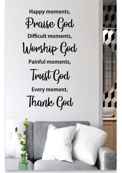 Happy Moments Thanks God Dekoratif Duvar Sticker fırsatları