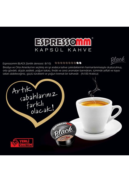 Espressomm® Black Kapsül Kahve (10 Adet) - Tchıbo Cafissimo® Uyumlu*