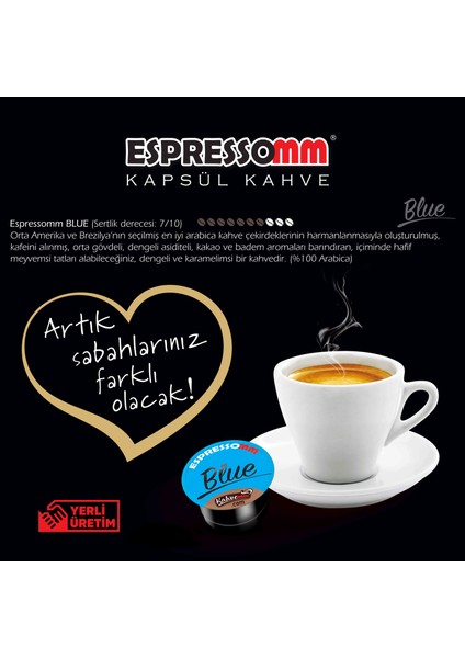 Espressomm® Blue Kapsül Kahve-Kafeinsiz! (10 Adet) - Tchıbo Cafissimo® Uyumlu*