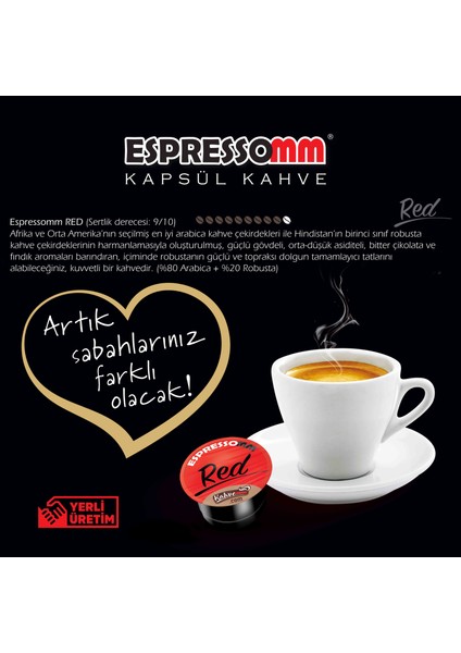 Espressomm® Red Kapsül Kahve (10 Adet) - Tchıbo Cafissimo® Uyumlu*