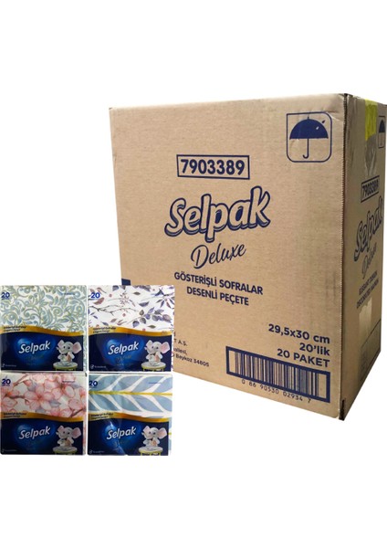 Deluxe Elegant Design Desenli Peçete 29,5 x 30 cm 20'lik 20 Paket