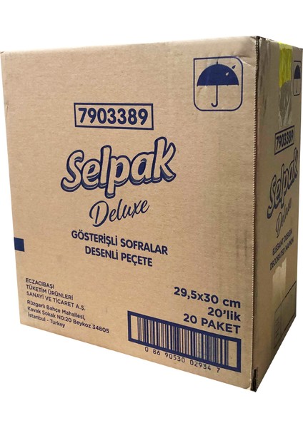 Deluxe Elegant Design Desenli Peçete 29,5 x 30 cm 20'lik 20 Paket