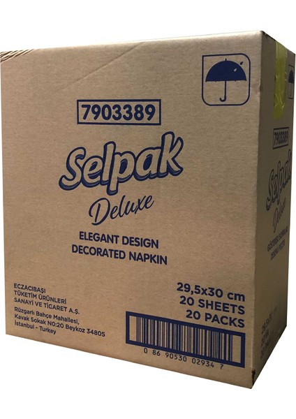 Deluxe Elegant Design Desenli Peçete 29,5 x 30 cm 20'lik 20 Paket