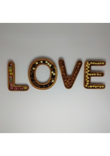 Ahşap Love Yazılı 4 Parça Çerezlik fırsatları