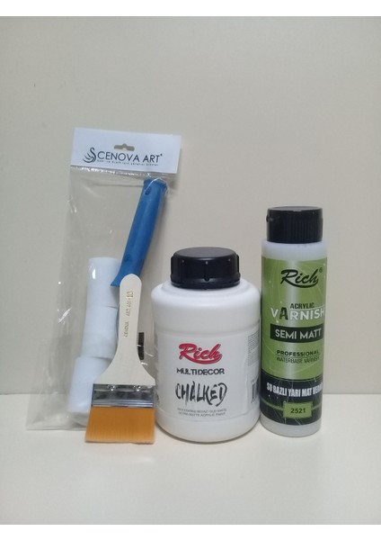 Multidecor Chalked Set 1250 cc 1750 gr 4504 Eskimiş Beyaz + 500 cc Yarımatvernik + Fırça + Ruloset