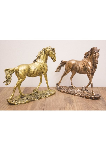 Antioch Artdesign Ikili Yürüyen At Biblo Bronz Gold Set Ev Dekor Hediyelik Eşya modelleri