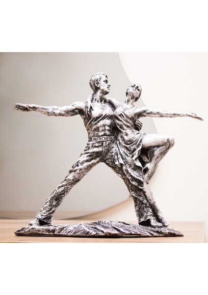 Antioch Artdesign Dans Eden Çift Özel Tasarım Biblo Gümüş Dansçı Çift Ev Dekor Hediyelik Eşya