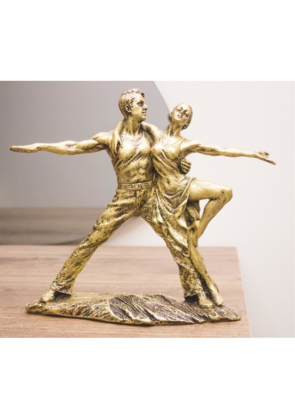 Antioch Artdesign Dans Eden Çift Özel Tasarım Biblo Gold Dansçı Çift Ev Dekor Hediyelik Eşya