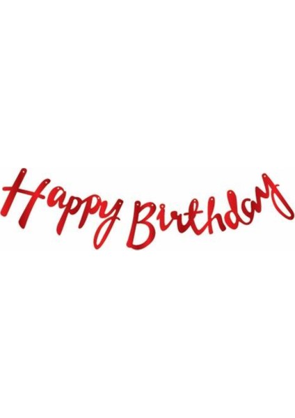 Kaligrafi Banner Kırmızı Happy Bırthday