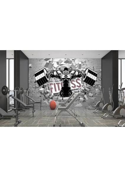 3 Boyutlu Spor Salonları Fitness Gym Duvar Kağıdı