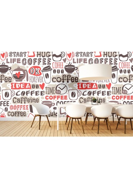 Coffee Yazılı Renkli Duvar Kağıdı
