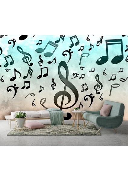 Müzik Notalı Özel Tasarım Duvar Kağıdı