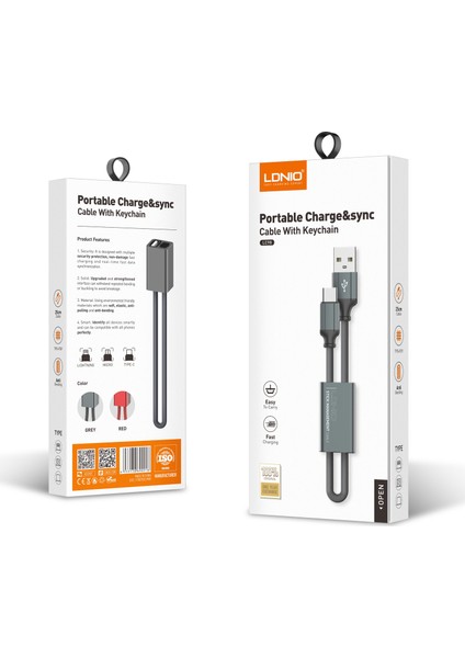 Ldnıo Anahtar Zincirli USB Veri Kablosu Lightning -LC98