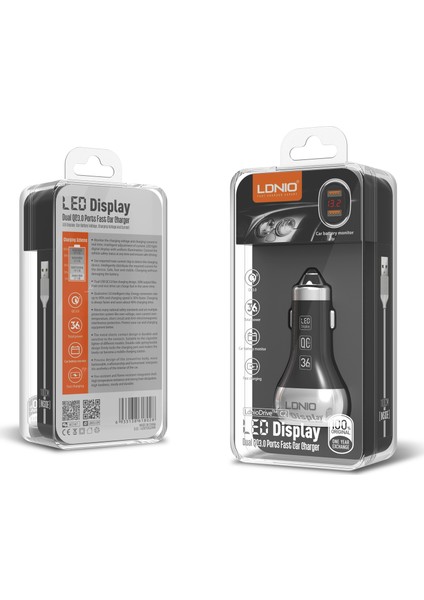Ldnıo Hızlı Araç Şarj Cihazı 36W Type C-C2