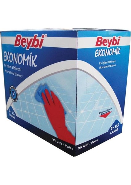 Eko Soft Lateks Kırmızı Ev Iş Bulaşık Temizlik Eldiveni No:10-10.5