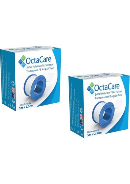 Octacare C3502 Polietilen Tıbbi Şeffaf Flaster 5m x 2,5cm 2 Adet
