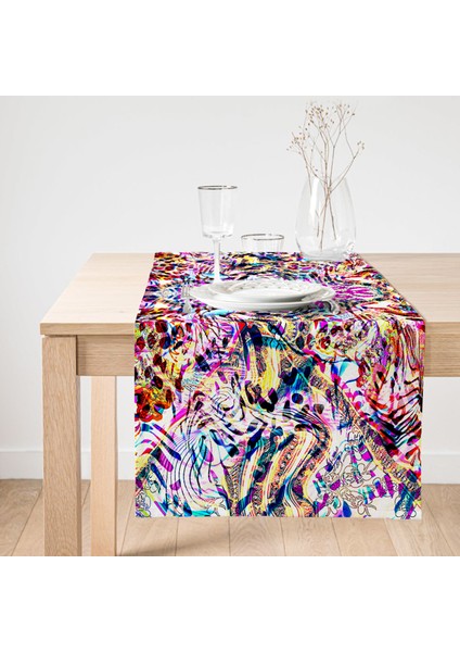 Renkli Leopar Desenli Dijtal Baskılı Modern Süet Runner