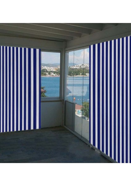 150X250 cm Balkon Perdesi Balkon Brandası Mavi Beyaz fiyatları