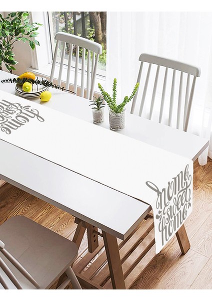 Gri Home Sweet Home Modern Baskılı Süet Runner fiyatları