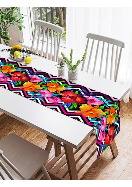 Zigzag ve Çiçekler Özel Tasarım Dekoratif Özel Tasarım Süet Runner fiyatları