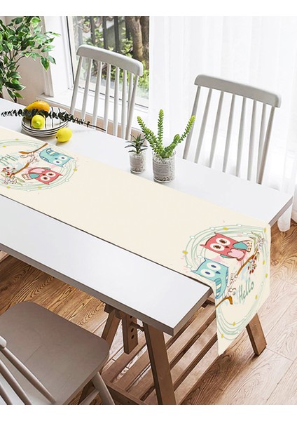 Baykuş Desenli Dijital Baskılı Dekoratif Süet Runner fiyatları