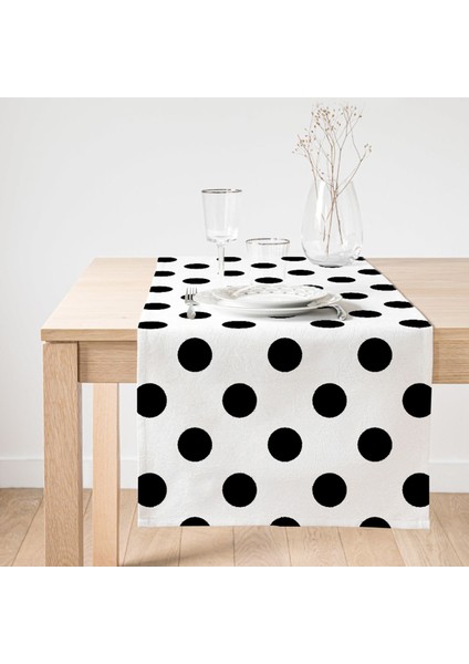 Siyah Puantiyeli Dijital Baskılı Modern Süet Runner