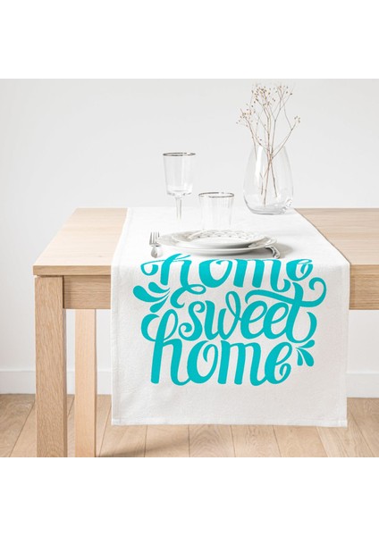Turkuaz Home Sweet Home Dijital Baskılı Süet Runner