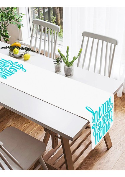 Turkuaz Home Sweet Home Dijital Baskılı Süet Runner fiyatları