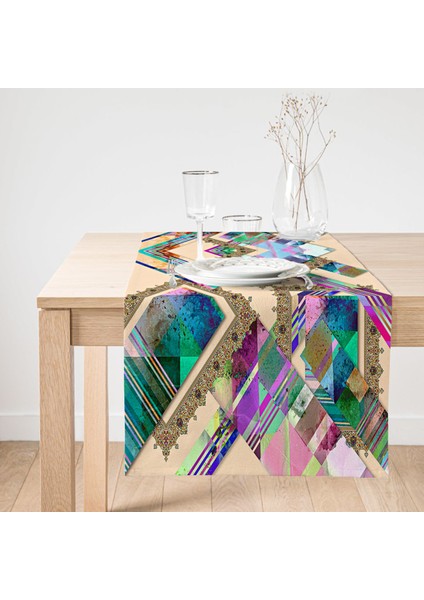 Mavi Modern Sanat Tasarımlı Dijital Baskılı Süet Runner