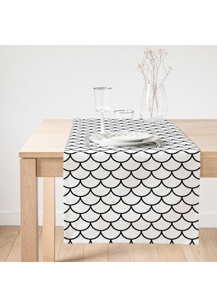 Siyah Geometrik Desenli Dijital Baskılı Modern Süet Runner