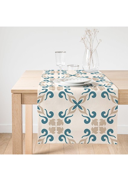 Krem Zeminli Dijital Baskılı Modern Süet Runner
