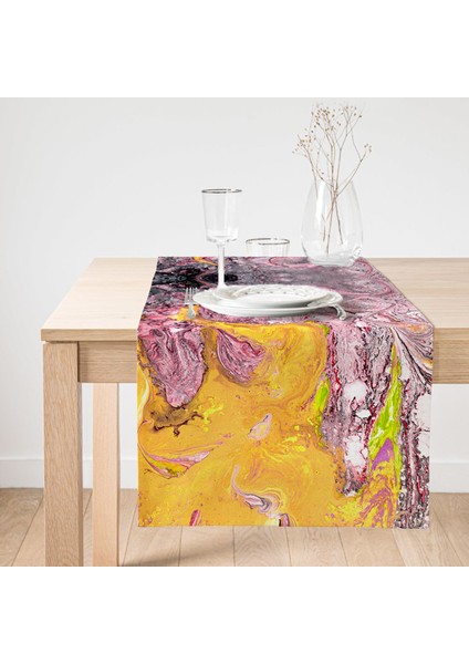 Ebru Motifli Dijital Baskılı Modern Süet Runner