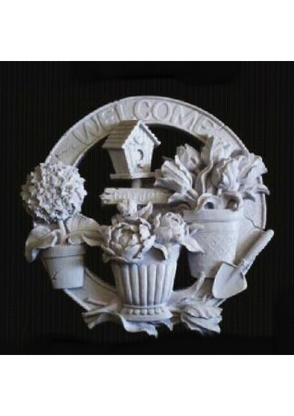 Polyester Ham Obje Duvar Aksesuarı- Yuvarlak Welcome