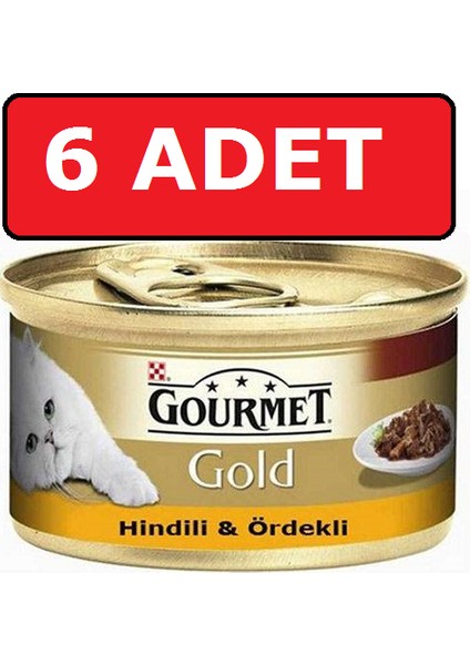 Gourmet Gold Parça Etli Hindi ve Ördekli Kedi Konservesi 6 Adet 85 gr Yaş Mama