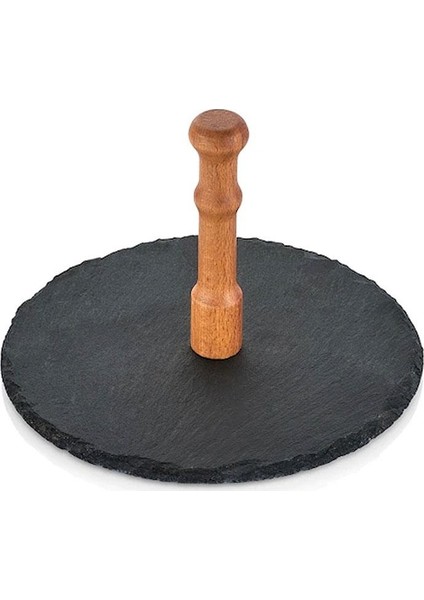 Tab-1134 Ahşap Saplı Orta Yuvarlak Arduvaz Taş 20X20Cm