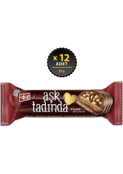 Aşk Tadında Fındık Kremalı Gofret 37 g x 12 Adet