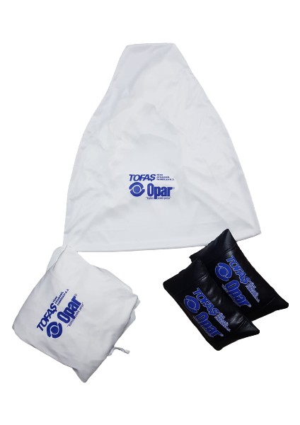 Tofaş Opar Beyaz Penye Servis Kılıfı ve Siyah Deri Yastık