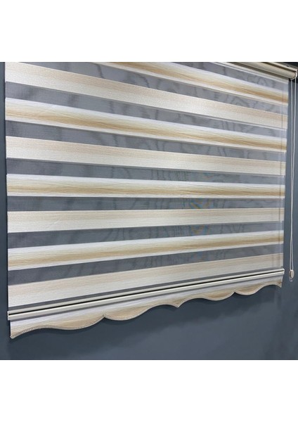 VP970 Stor Zebra Perde Ekru Krem Etek Dilimli 80 x 200 cm