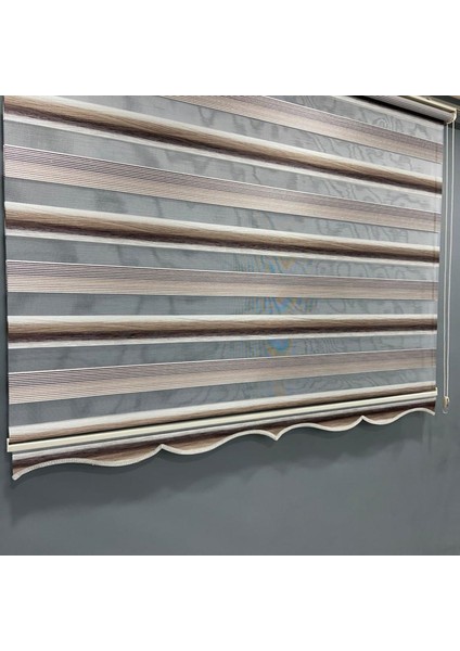 VP972 Stor Zebra Perde Sütlü Kahve Etek Dilimli 80 x 200 cm