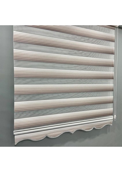 VP986 Stor Zebra Perde Krem Vizon Etek Dilimli 80 x 260 cm