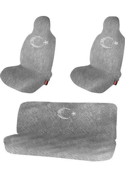 Tofaş Serçe Oto Koltuk Koruyucu Kılıf Araba Araç Servis Kılıfı Gri Bayrak Baskılı Ön Arka Set