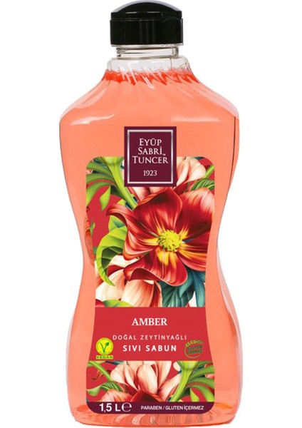 Amber Doğal Zeytinyağlı Sıvı Sabun 1,5 lt Mistik Koku ve Nemlendirici Özellik