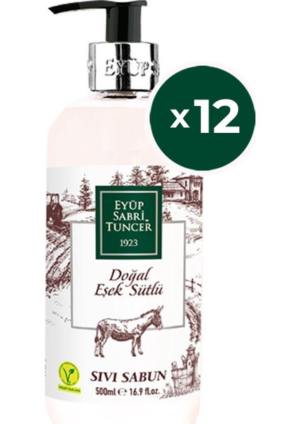 Doğal Eşek Sütlü Sıvı Sabun 500 ml x 12 Adet