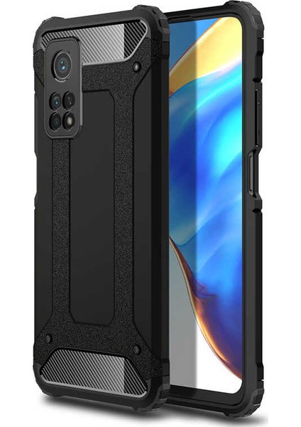 Xiaomi Mi 10t Pro Kapak Çift Katmanlı Zırh Tank Kılıf Siyah