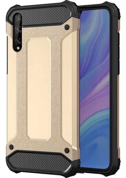 Huawei Y8P Kapak Çift Katmanlı Zırh Tank Kılıf Gold