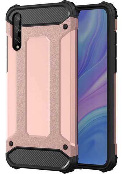 Huawei Y8P Kapak Çift Katmanlı Zırh Tank Kılıf Rose Gold