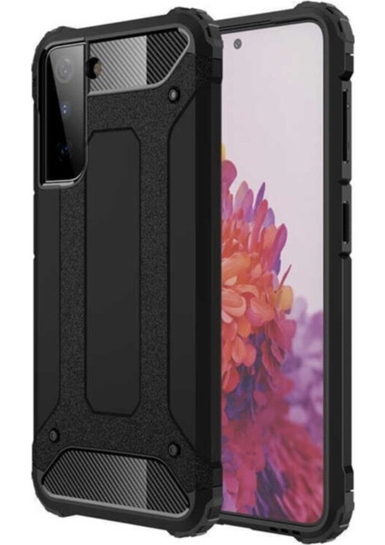 Samsung Galaxy S21 Kapak Çift Katmanlı Zırh Tank Kılıf Siyah