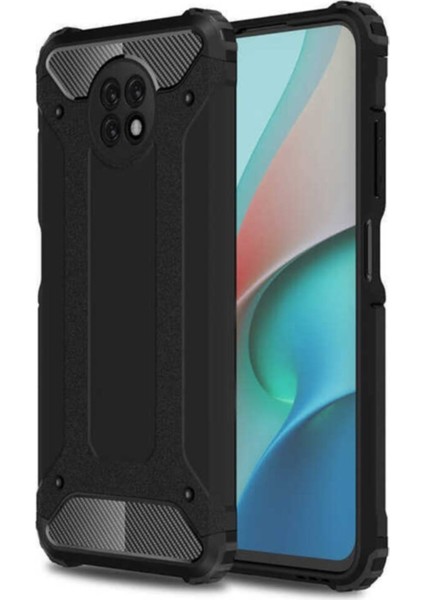 Xiaomi Redmi Note 9 5G Kapak Çift Katmanlı Zırh Tank Kılıf Siyah